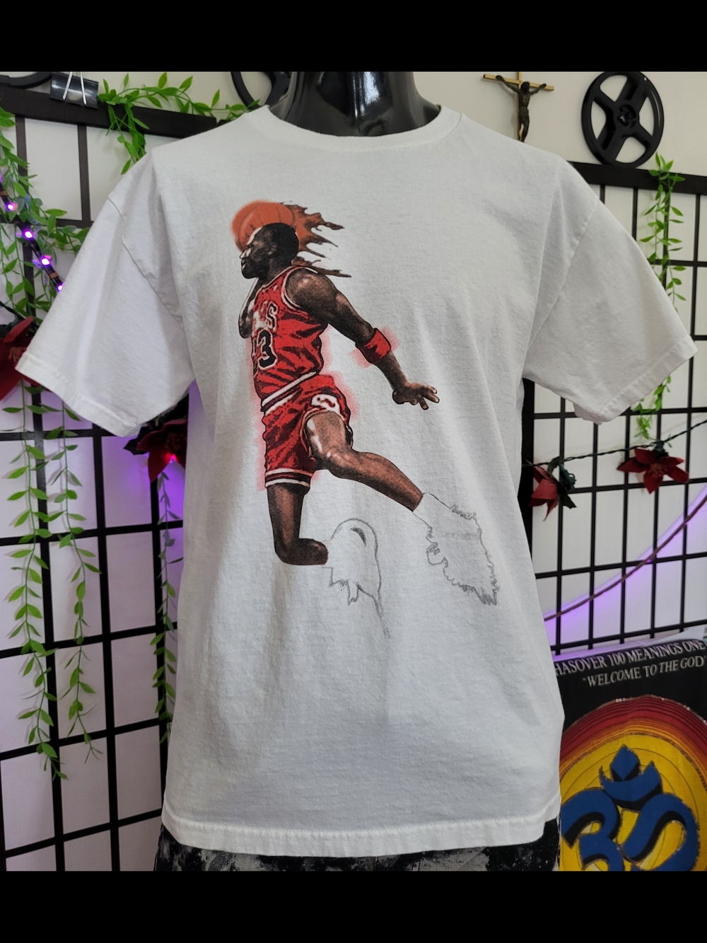 Vintage Style Michael Jordan Chicago Bulls Graphic T-Shirt Adult Large White